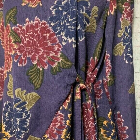 Emelia Wrap Shirt Small Gray Floral Long Sleeve Collared Nordstrom Blouse Top - Picture 3 of 9